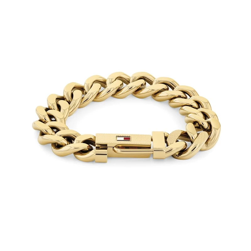 Tommy Hilfiger Jewelry Men's Yellow Gold Chain Bracelet with the Iconic Flag - 2790638