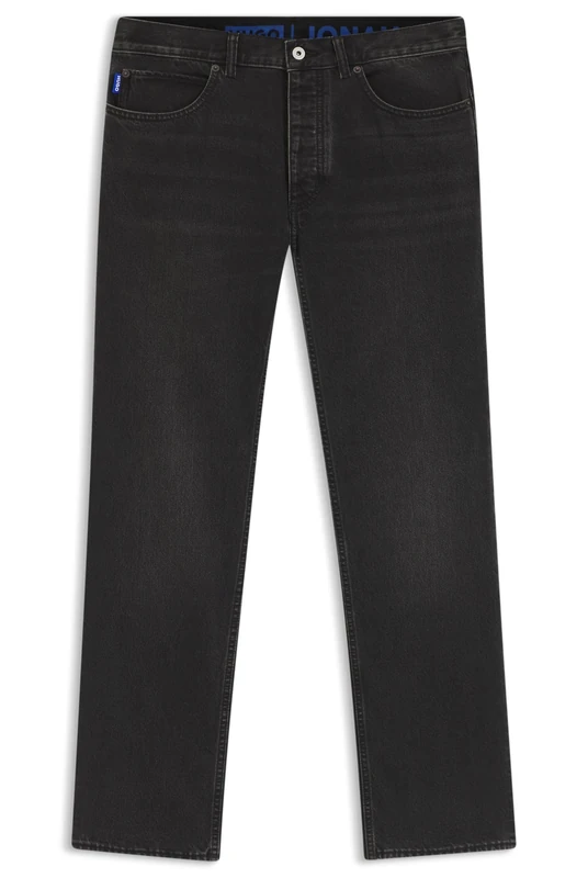 HUGO Mens Jonah Regular-fit Jeans in Black Washed Denim