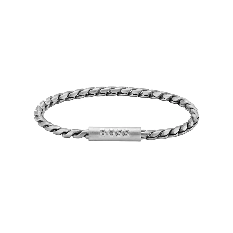 BOSS Jewelry Men's DORAN Collection Chain Bracelet in Stainless Steel with an Engraved Plaque - 1580695