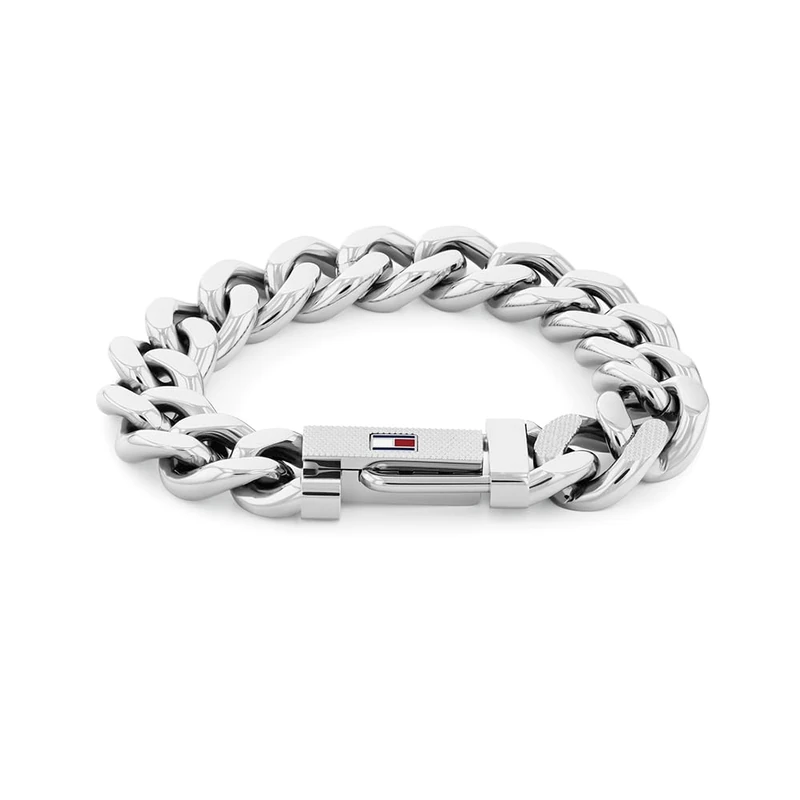 Tommy Hilfiger Jewelry Men's Stainless Steel Chain Bracelet with the Iconic Flag - 2790637