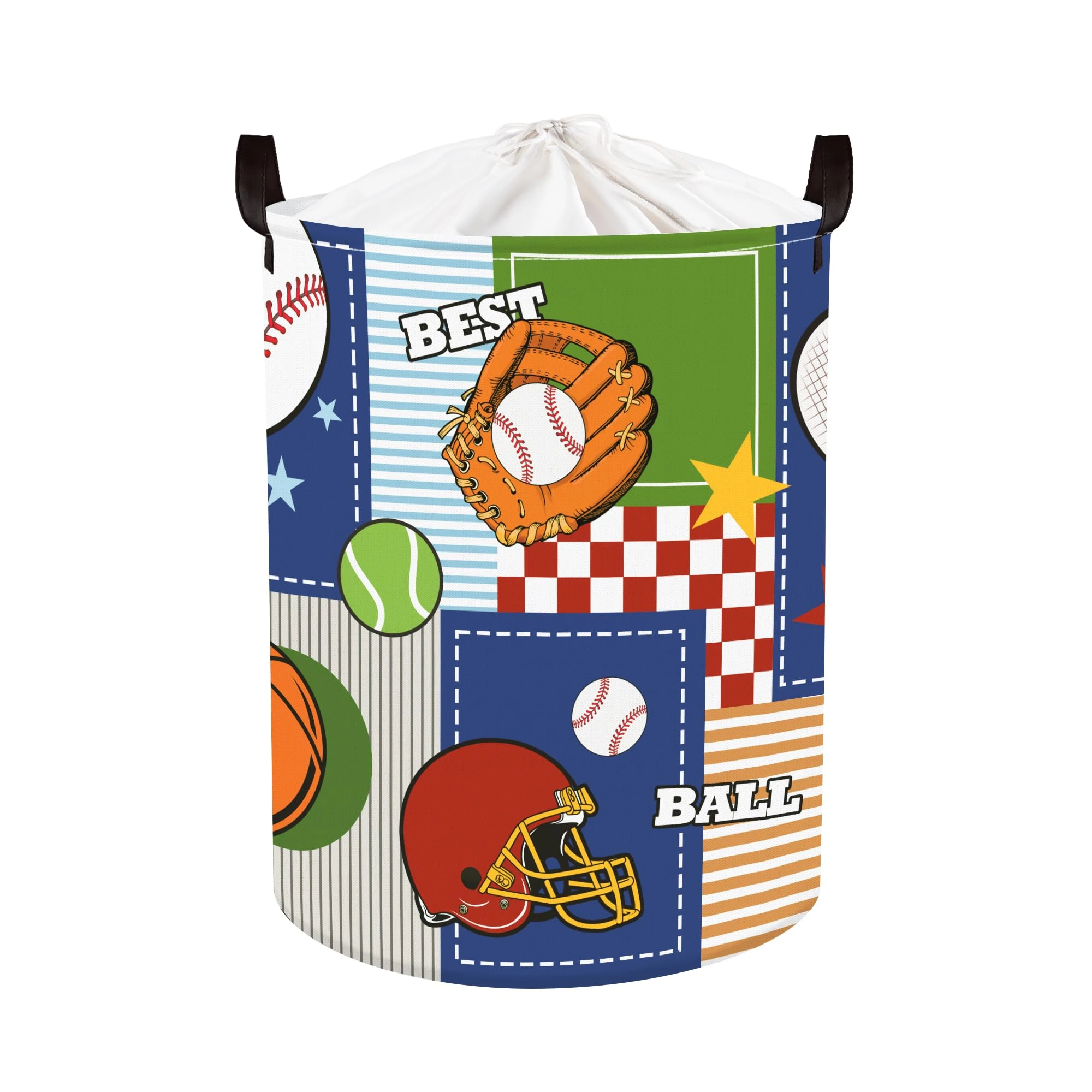 Clastyle Sport Ball Laundry Hamper Star Book Storage Basket for Bathroom Parent Storage Box to Organize Toy Clothes,Check,36x45 cm