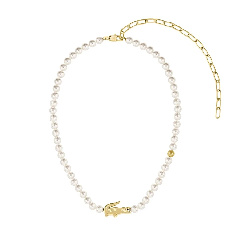 Lacoste For Men and Women MATCHPOINT Collection Pearl Necklace with Different Charms in Yellow Gold - 2040429