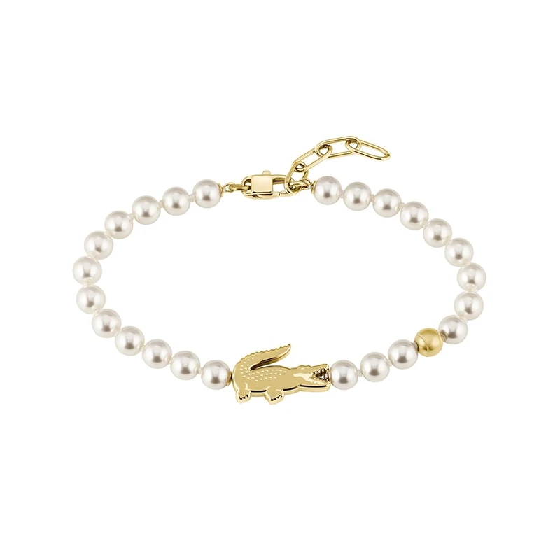 Lacoste For Men and Women MATCHPOINT Collection Pearl Bracelet with Different Charms in Yellow Gold - 2040430