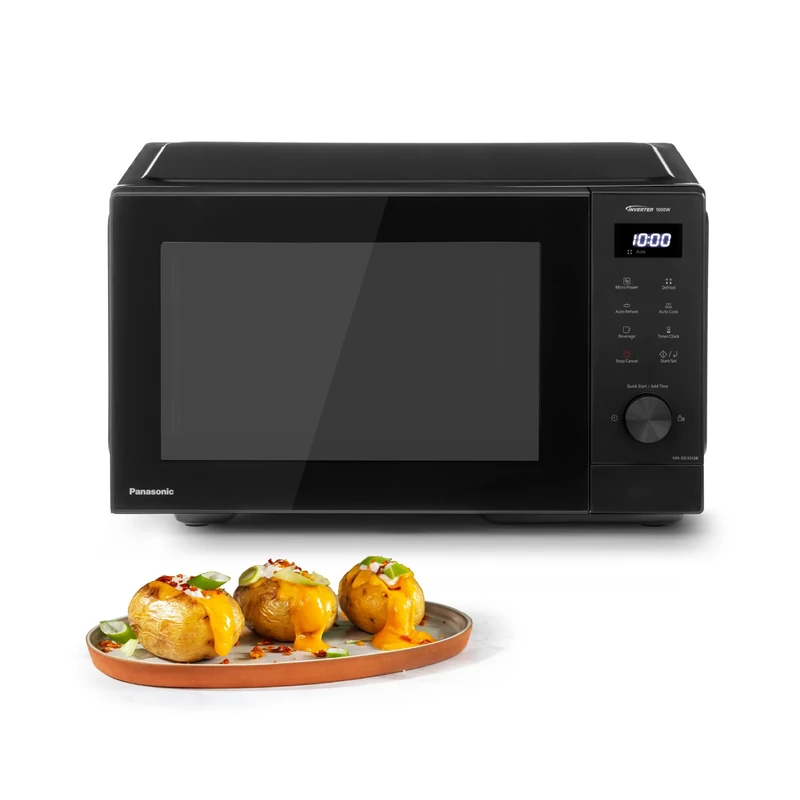 Panasonic NN-SD35QBBPQ 29L Solo Microwave Oven, 1000W, Auto Defrost, 11 Auto Programmes, Timer, Black & Stainless Steel