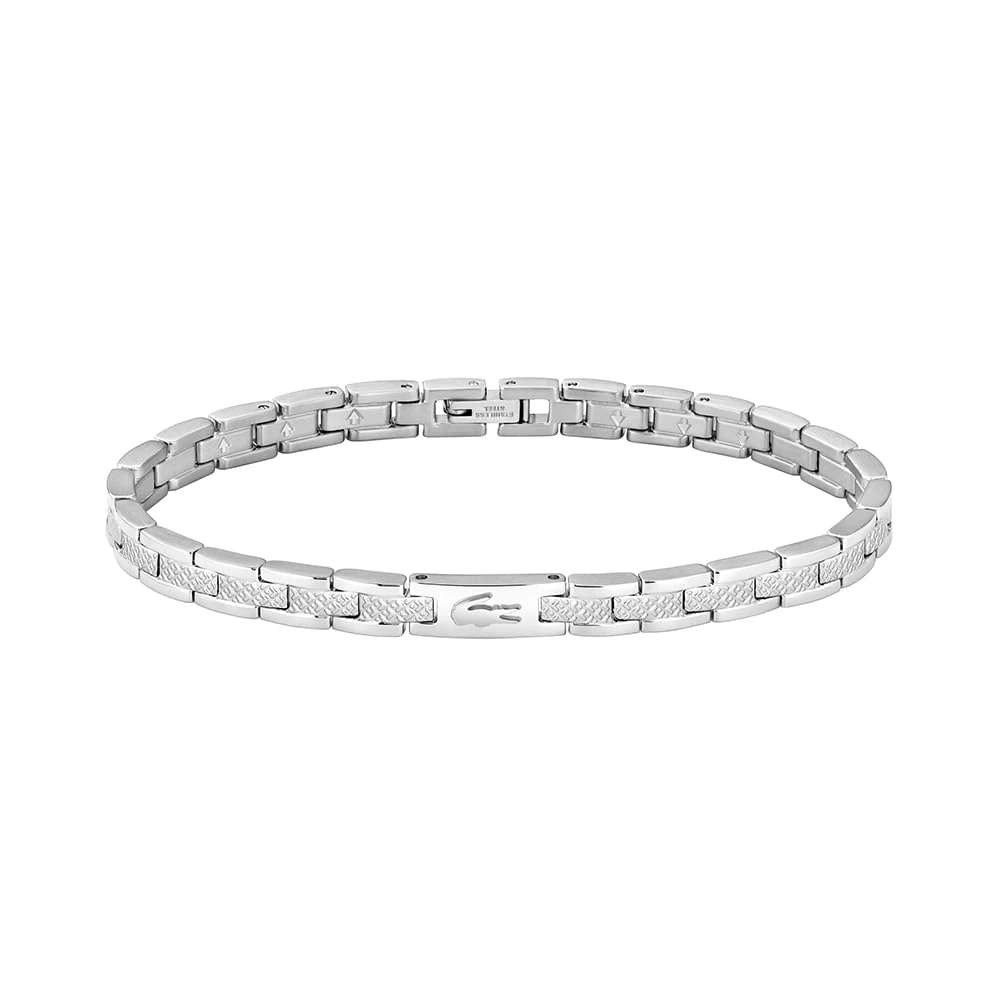 Lacoste Women's METROPOLE Collection Link Bracelet in Stainless Steel with Etched Petit Piqué - 2040466