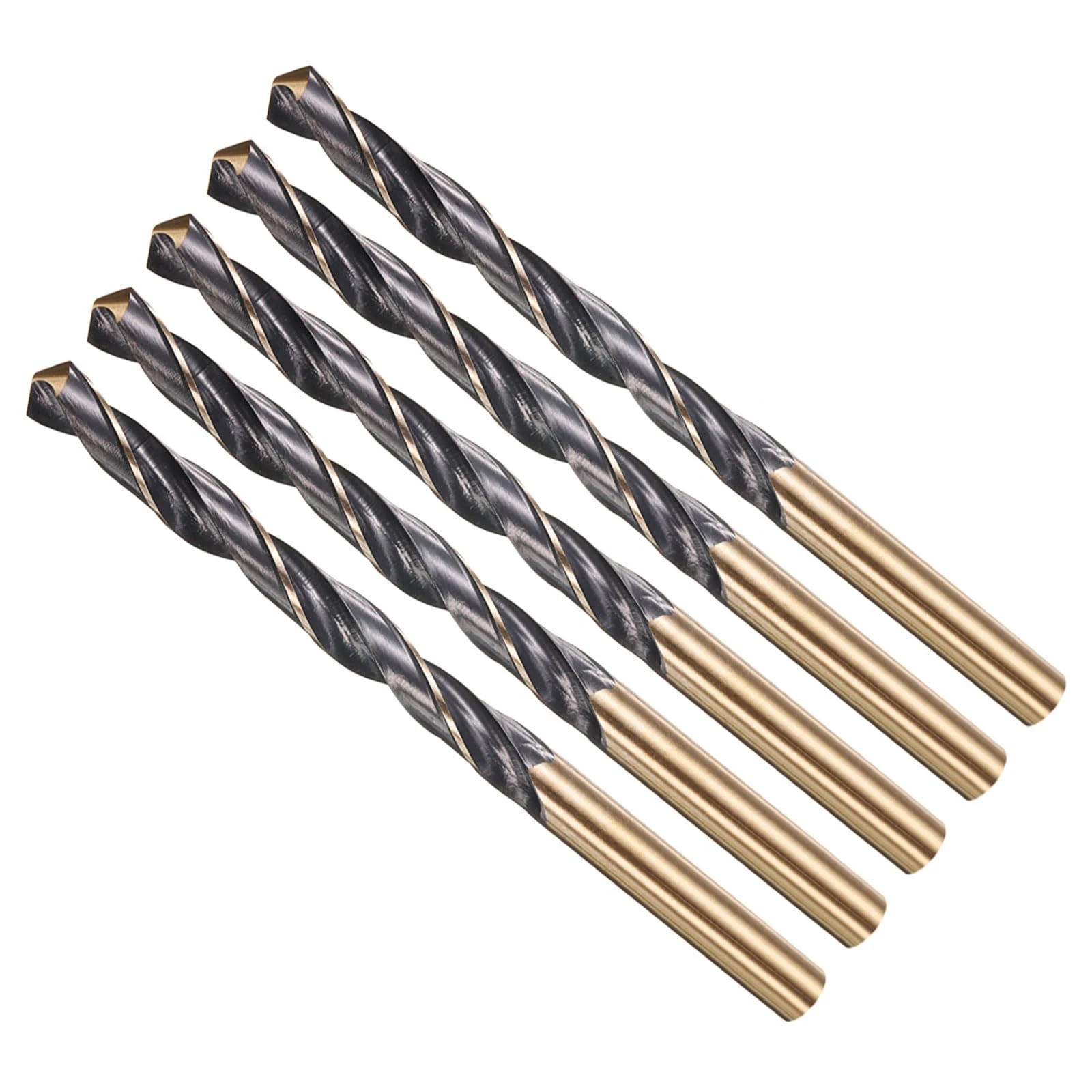 METALLIXITY Drill Bit (7mm) 5Pcs, 4341 High-Speed Steel Straight Shank 118° Black and Gold Finish for Copper Aluminum Wood Plastic Medium Hard Metal