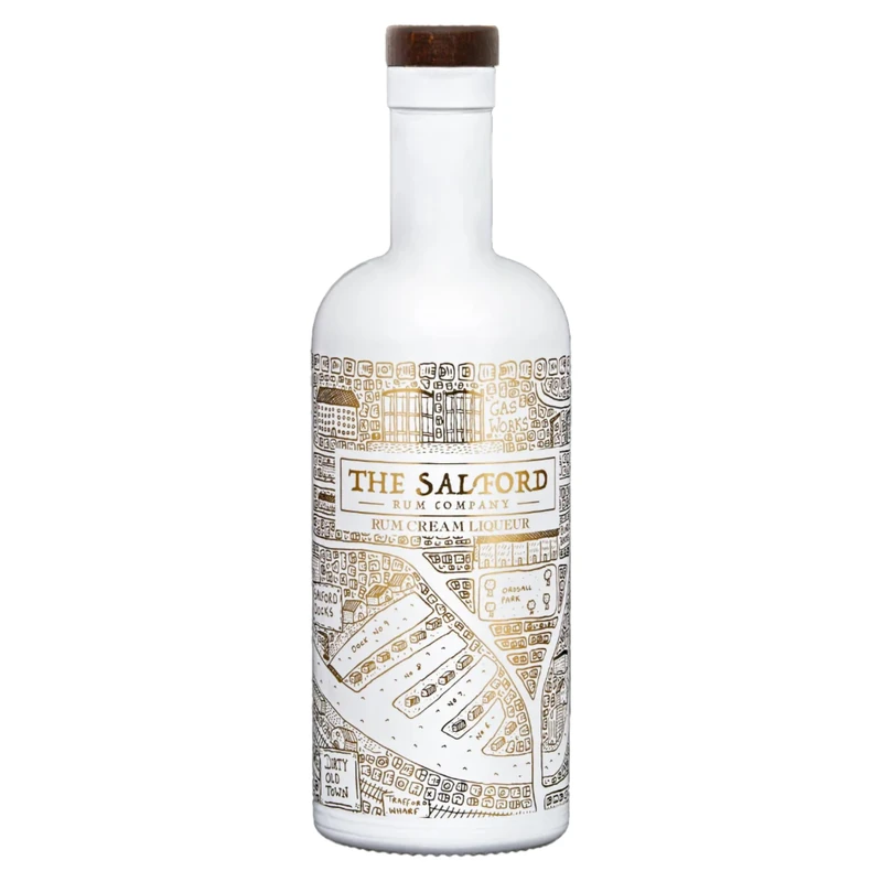 The Salford Rum Company Rum Cream Liqueur 70cl (17% ABV) - Velvety Smooth Dairy Cream Liqueur - Vanilla, Chocolate & Cinnamon Flavours - A Delicious Drink - Gold Foil Bottle Design