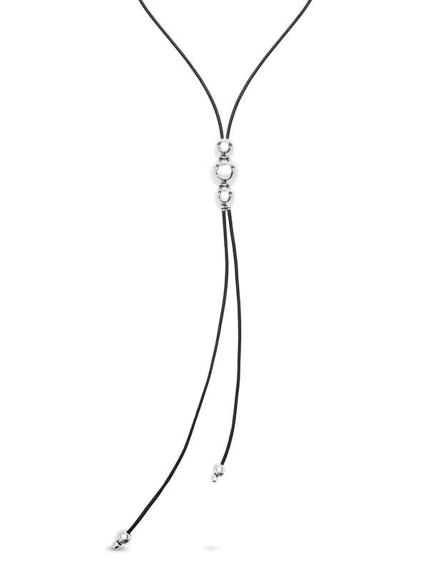 UNO DE 50 Colgante of Leather with Alloy of Metal Plated in Silver of Sterling in Tres Bolas- Mín Longitud: 1,04