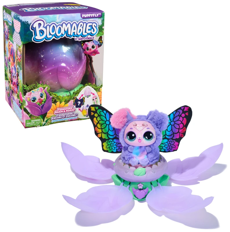 HATCHIMALS Bloomables, Puppyfly Surprise Interactive Toy and Flower with Repeatable Reveal and Transformation, 100+ Sounds and Reactions (Styles Vary), Kids Toys for Girls and Boys.