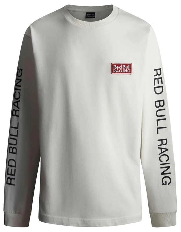 Red Bull Racing X Pepe Jeans Men's Logo LS TEE T-Shirt, White (Mousse White), XL