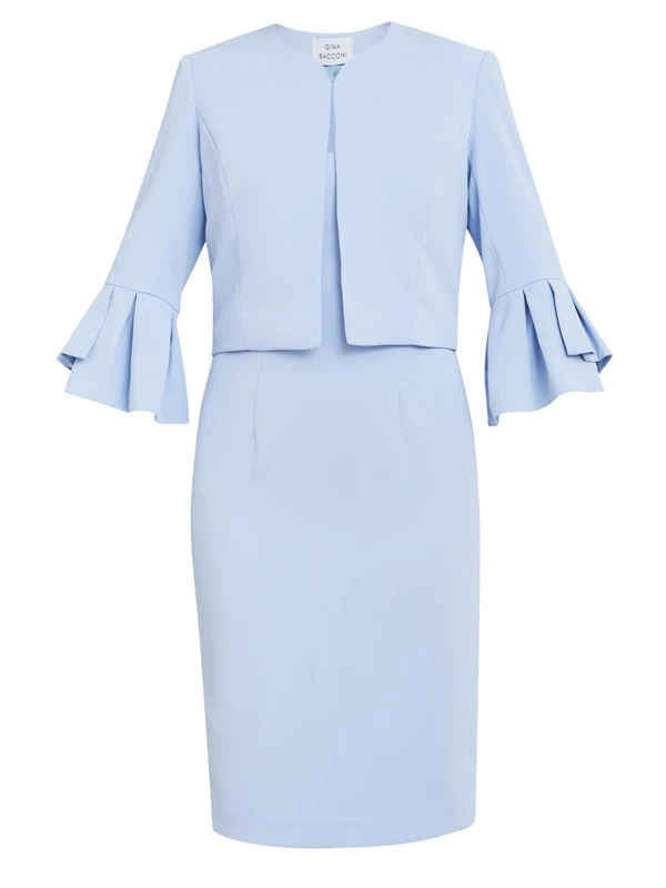 Gina Bacconi Crepe Dress and Jacket, Nordic Blue, 22