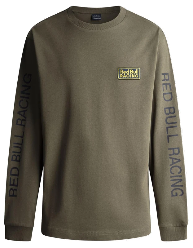 Red Bull Racing X Pepe Jeans Men's Logo LS TEE T-Shirt, Green (Military Green), XL