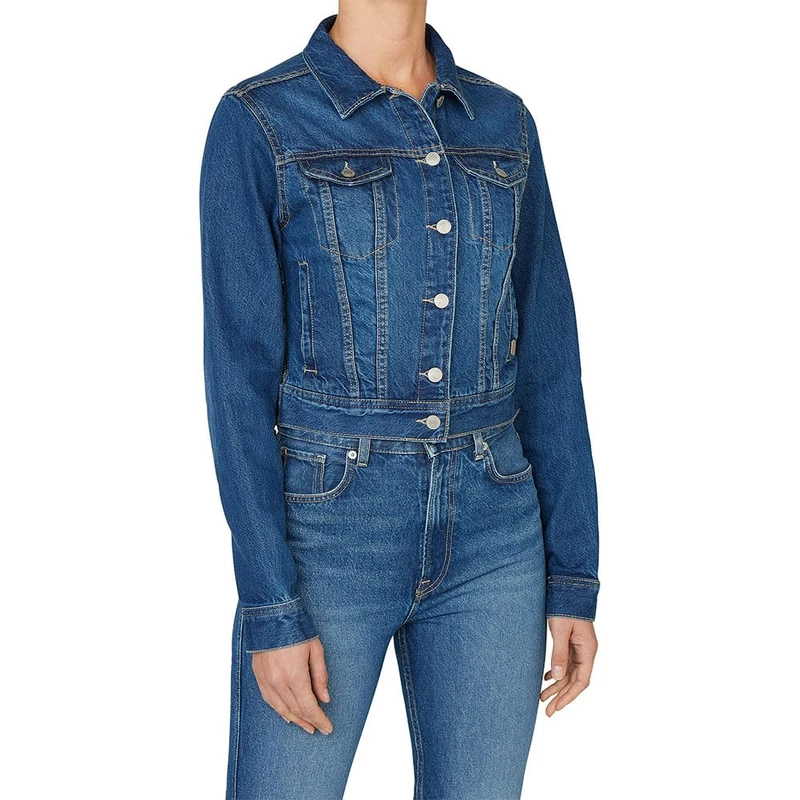 Pepe Jeans Women's Slim Jacket, Blue (Denim-4A2), XS