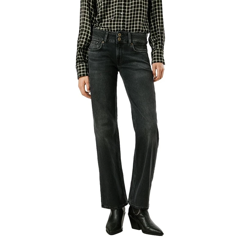Pepe Jeans Women's Straight Jeans LW Venus, Black (Denim-9FA), 29W x 34L