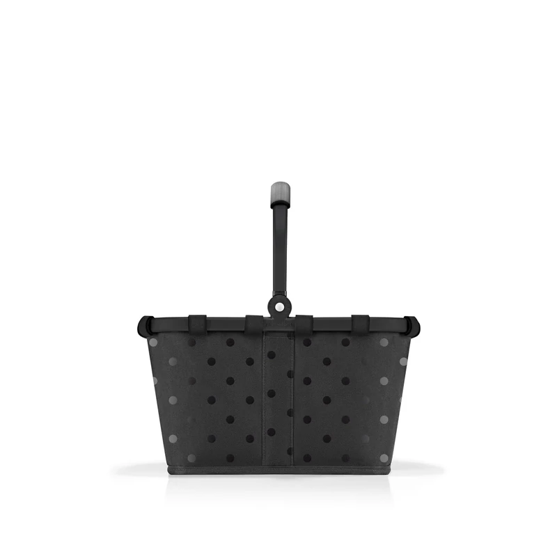 reisenthel Carrybag XS Glossy Dots Black - Small Sturdy Basket in XS Format Small Version of Shopping Icon Practical Inner Pocket - Elegant, Water-Repellent Design - Image 1