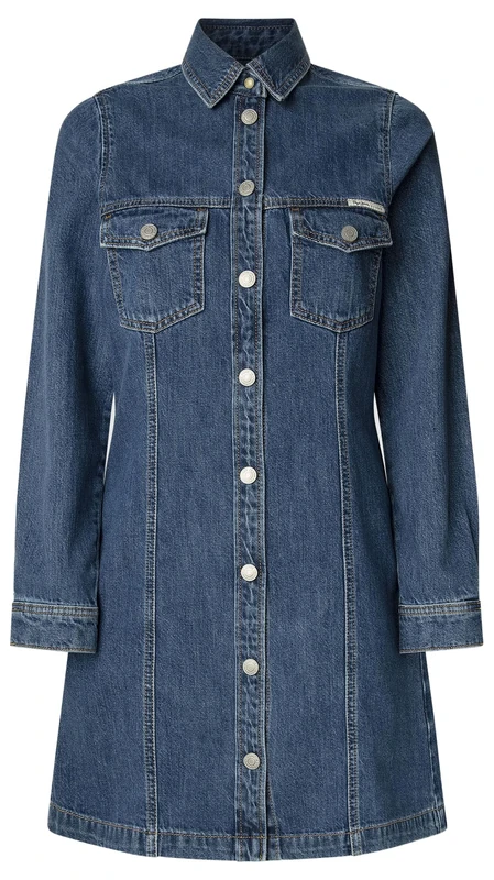 Pepe Jeans Women's Authentic Denim Dress, Blue (Denim-4C1), XXS