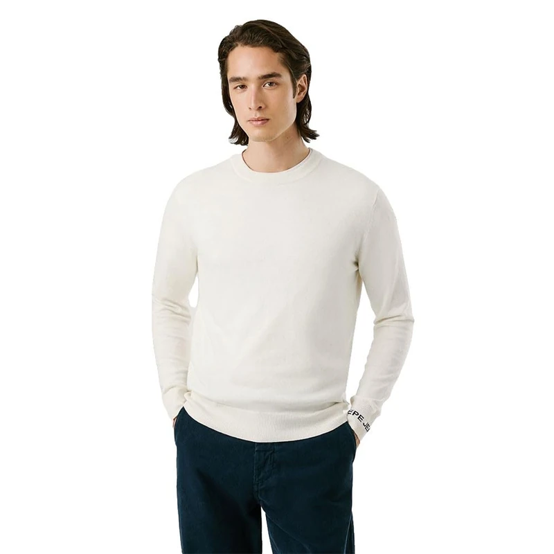 Pepe Jeans Men's Andre Crew Neck Knitwear, Beige (Ivory White), XL