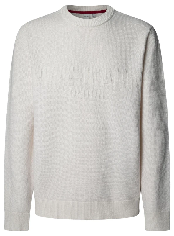 Pepe Jeans Men's Phineas Knitwear, Beige (Ivory White), L