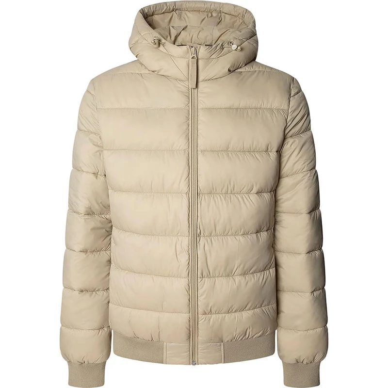 Pepe Jeans Men's Puffer Hood Jacket, Brown (Stone Beige), M