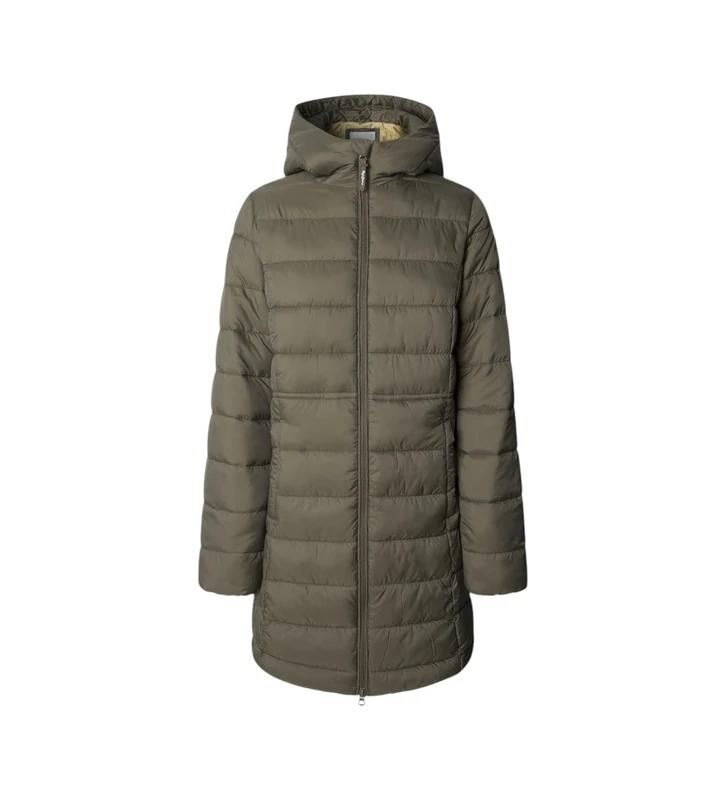 Pepe Jeans Women's Sally Long Jacket, Green (Khaki Green), XL