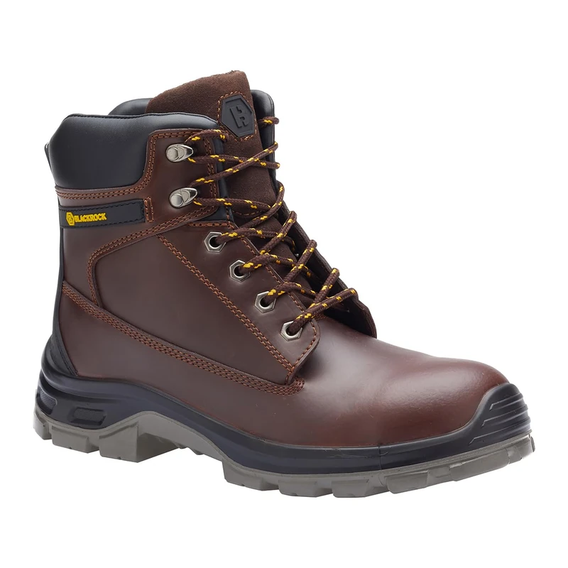 Blackrock Redwood Brown Work Safety Boots, Water Resistant, Steel Toe Cap, Mens and Womens, Work and Utility Footwear, Lightweight On-Site Boots, Construction, Crazy Horse Leather - Size 11