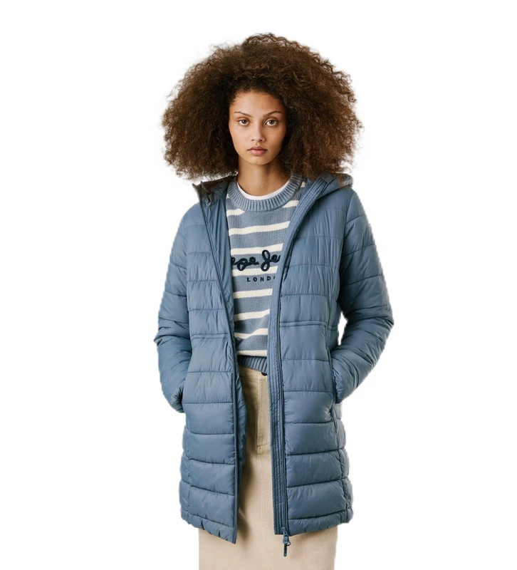 Pepe Jeans Women's Sally Long Jacket, Blue (Drill Blue), XS