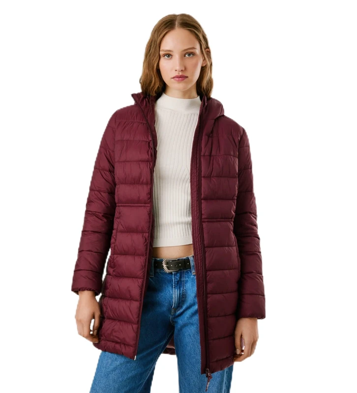 Pepe Jeans Women's Sally Long Jacket, Red (Merlot RED), S