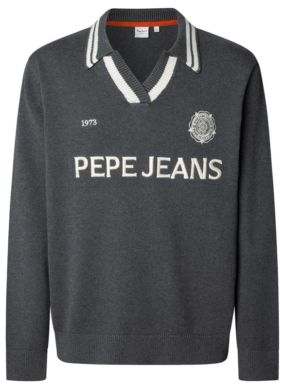 Pepe Jeans Men's Pablo Knitwear, Grey (Dark Grey Marl), XL - Image 1