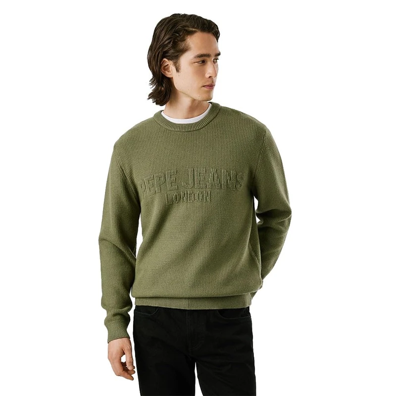 Pepe Jeans Men's Phineas Knitwear, Green (Military Green), S
