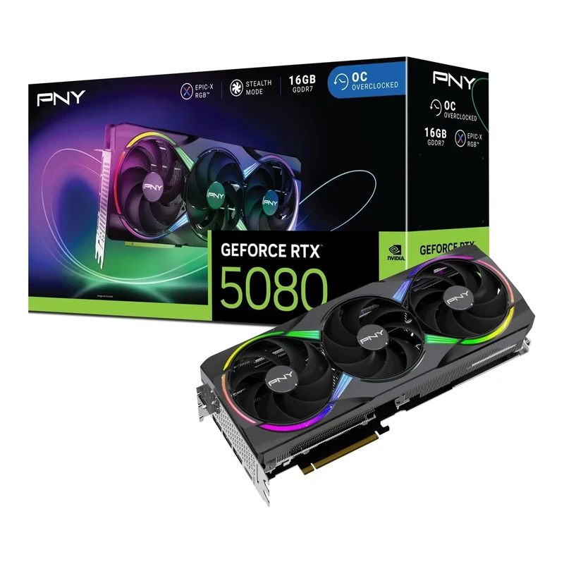 PNY GeForce RTX™ 5080 16GB ARGB OC Triple Fan Graphics Card DLSS 4
