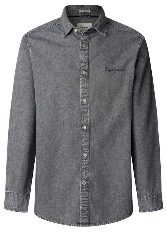 Pepe Jeans Men's Classic Slim Shirt, Grey (Denim-8C0), XXL