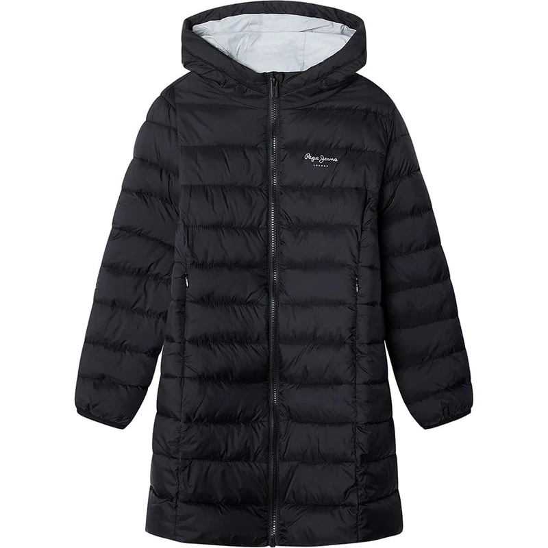 Pepe Jeans Girl's Dahlia Long Jacket, Black (Black), 16 Years