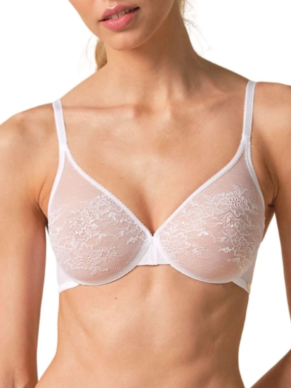 Gossard Womens Glossies Lace Sheer Molded Bra, White, 38B UK