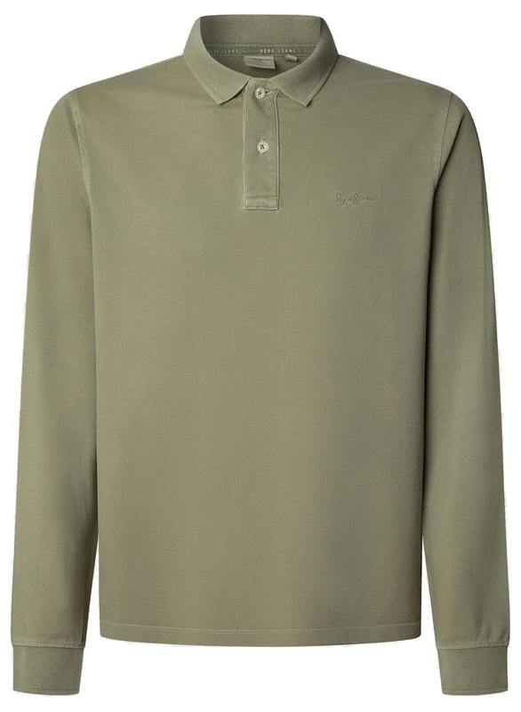 Pepe Jeans Men's New Oliver GD LS Polo, Green (Military Green), XL