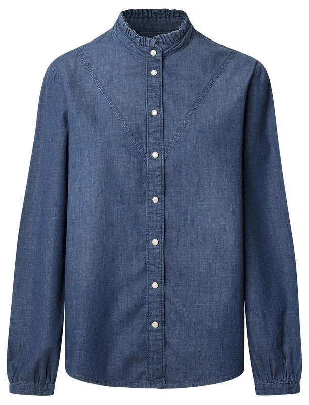 Pepe Jeans Women's Regular Denim Blouse Shirt, Blue (Denim-5A0), XXS