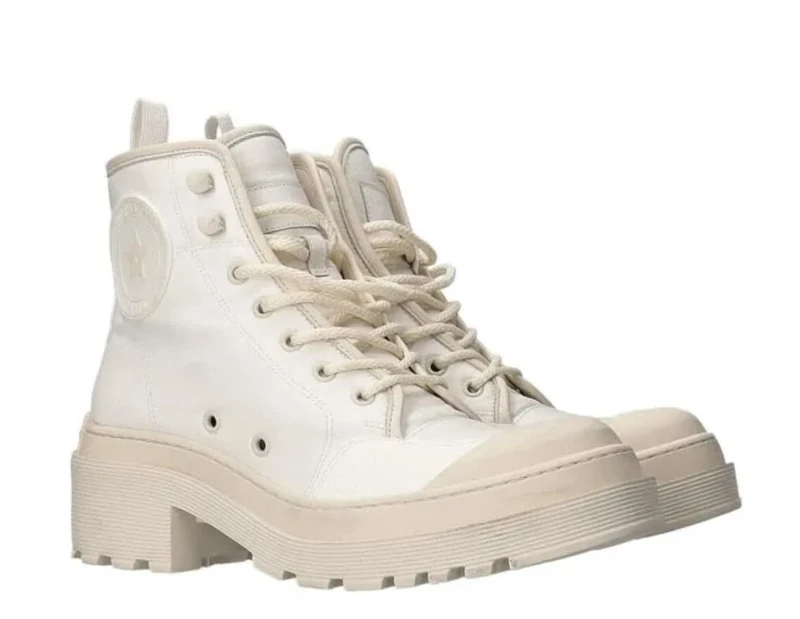 Dior Pre-Loved White D-Rise Combat Boots
