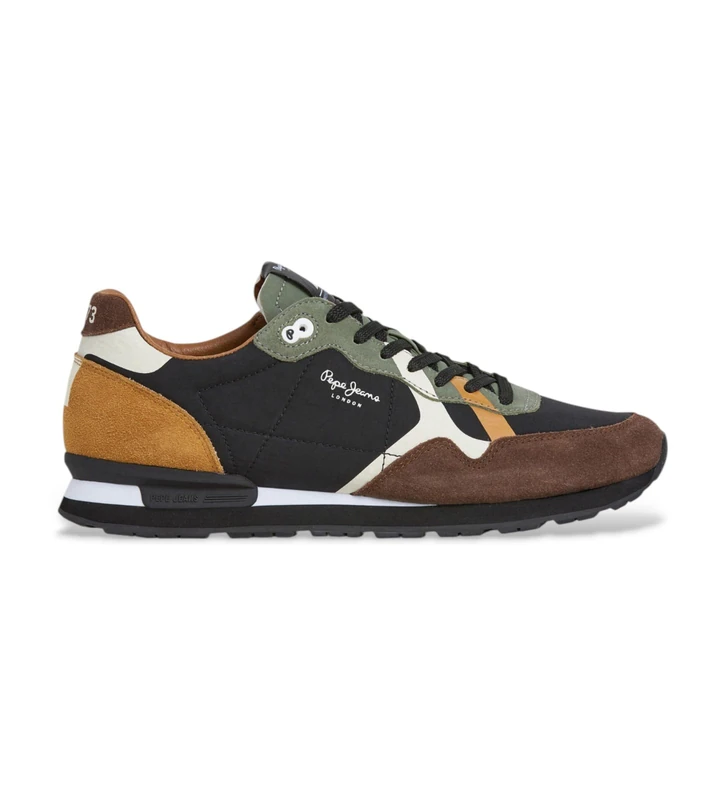 Pepe Jeans Men's BRIT Prints M Sneak, Brown Dark Brown, 10 UK