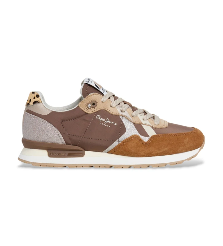 Pepe Jeans Women's BRIT Glitter W Sneak, Brown Camel Beige, 6 UK