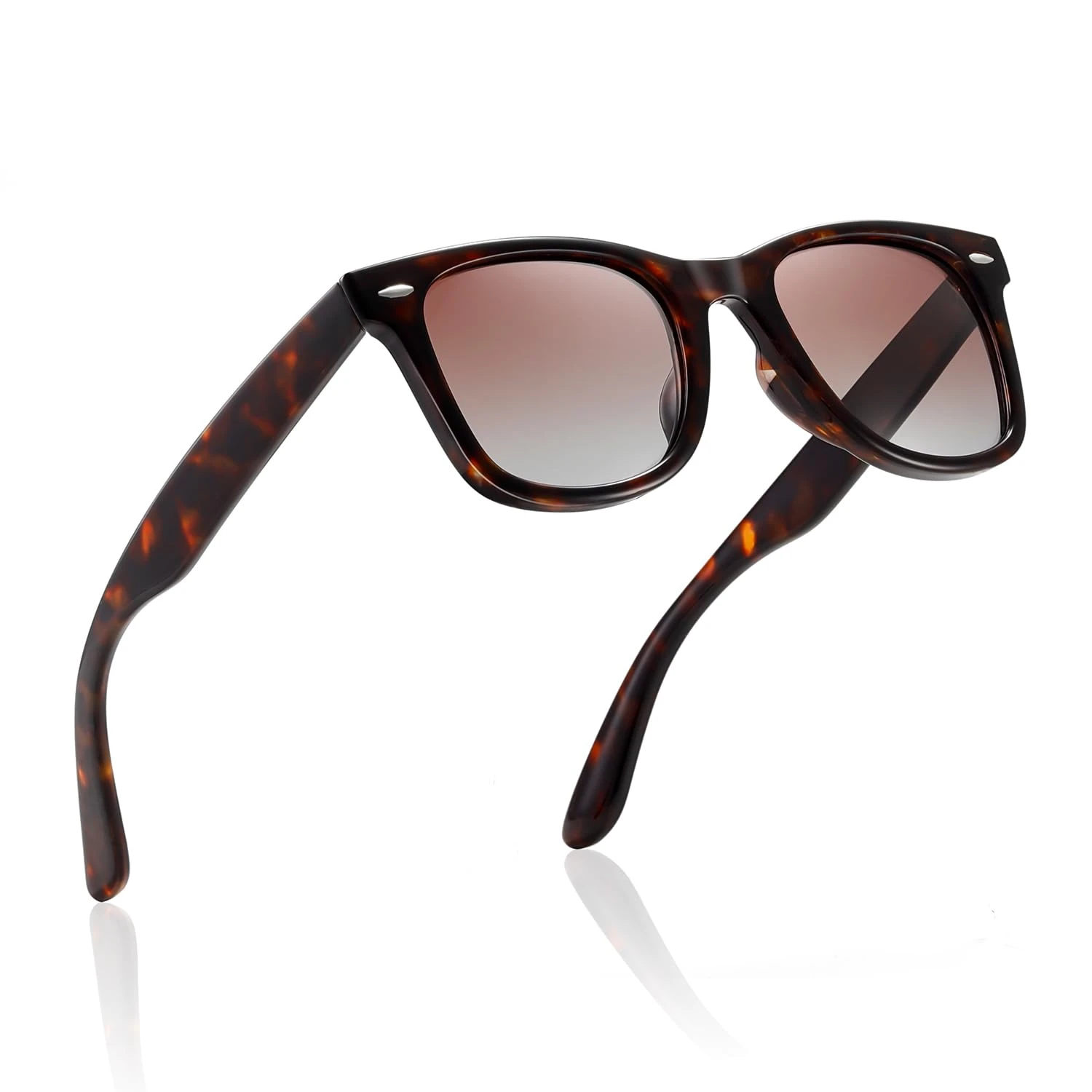 TIANYESY Square Polarised Sunglasses for Men Women UV Protection Unisex Retro Sunglasses Man for Driving Hiking Fishing Sports (Tortoise frame/tea lens)