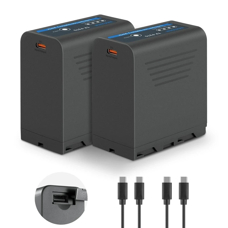 Neewer BASICS 2Pcs NP-F970 Replacement Batteries 7800mAh, Compatible with Sony NP-F550 750 950 970 FX3 FX30 A7 Canon R5 Nikon Z8 Camera Camcorder LED Light Monitor, 30W Type C PD Fast Charge, TP-F970