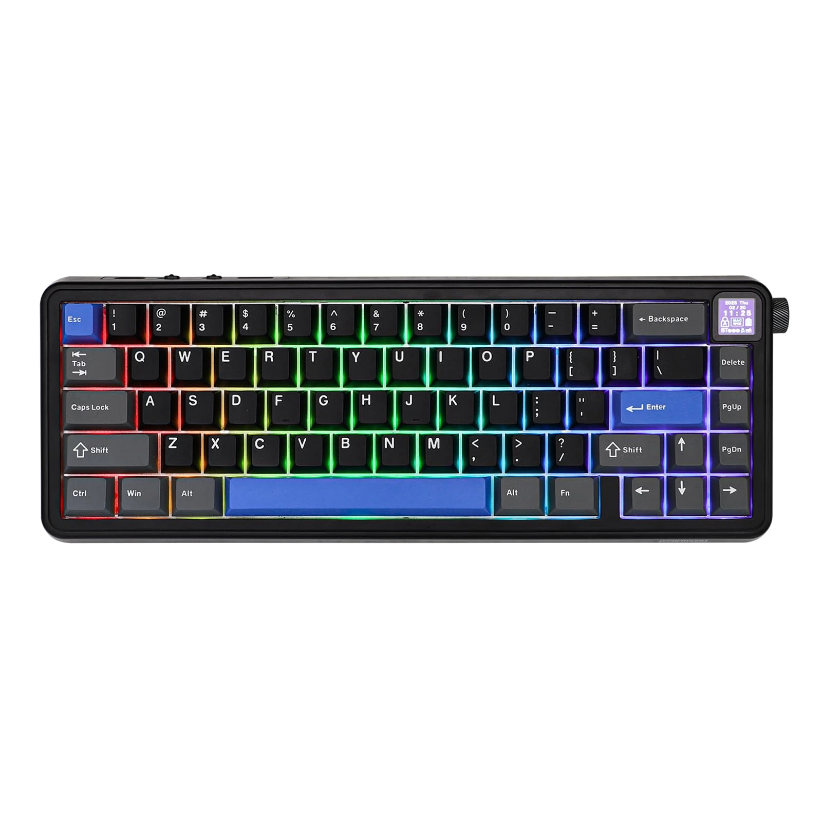 EPOMAKER HE65 Mag Wireless Magnetic Keyboard with Knob and Screen, 8K Polling Rate in 2.4Ghz and Wired, Actuation-Adjustable Hall Effect Switch, 8000mAh Battery, RGB Backlight (BlackBlue)