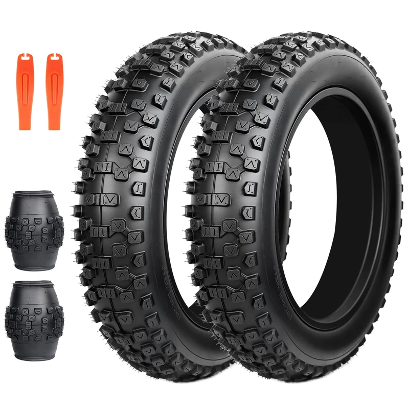 BALINGE 2 Pack Fat Tire for Ebike Mountain Bike Heavy Duty High-Performance Wear-Resistant E-Bike Mountain Snow Bike Tire 20" x 4"，Black，2 Tire 2 levers