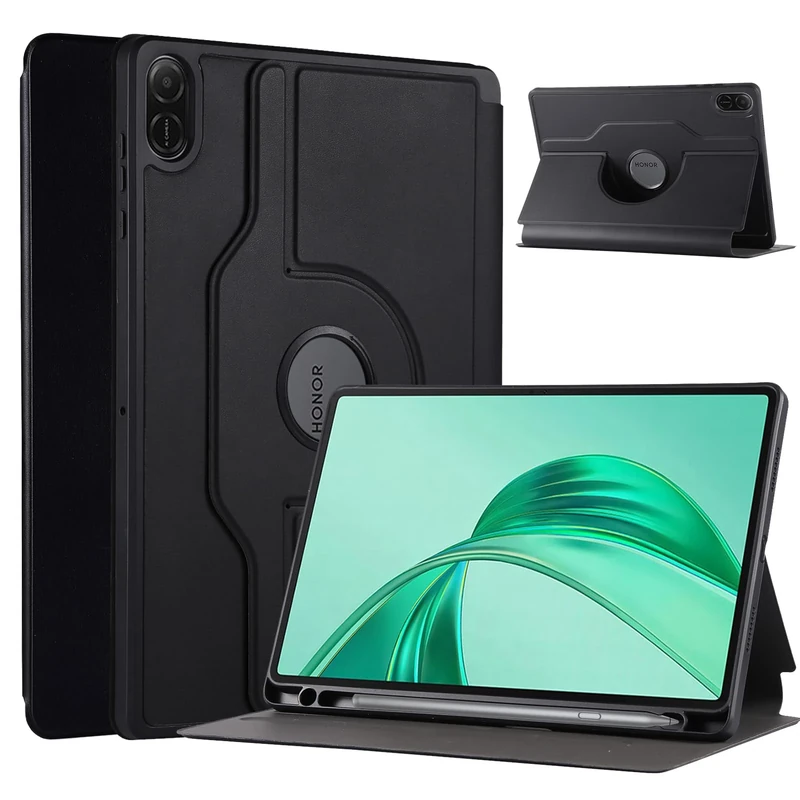 ATOOZ for Honor Pad X8a Case with pen holder 11 inch 2024, 360 Rotating Stand Cover for Honor Tablet X8a (Black)