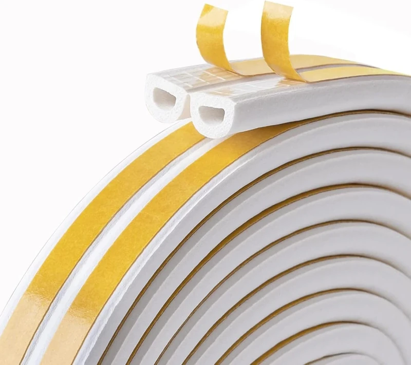 10M Doors Windows Draught Excluder, Self-Adhesive Anti-Collision Rubber D Type Foam Sealing Tape,Weather StrippingTape,Door Seal,Rubber Sound Insulation for Door Window Draught Stopper(White)