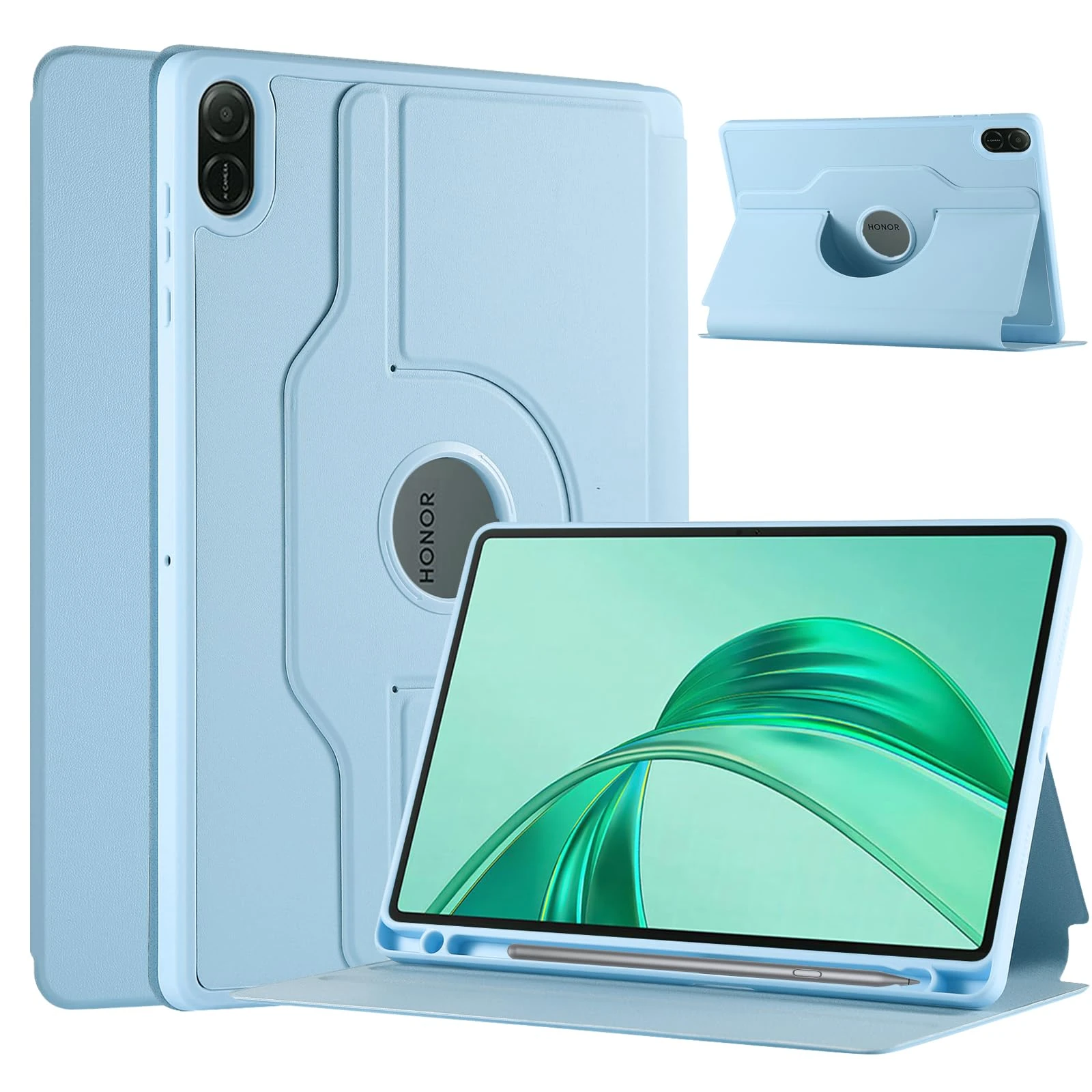 ATOOZ for Honor Pad X8a Case with pen holder 11 inch 2024, Rotating Stand Cover for Honor Tablet X8a (Sky blue)