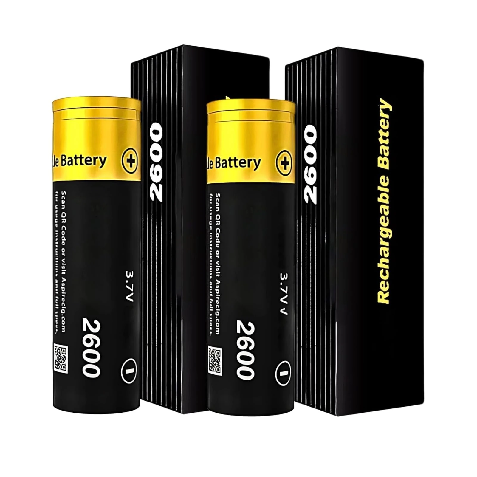 Aspire 2600mAh 20A Rechargeable Battery, Flat Top Design, High Performance, 3.7V Alkaline, Long Lasting, Vape Starter Kit, Pack of 2