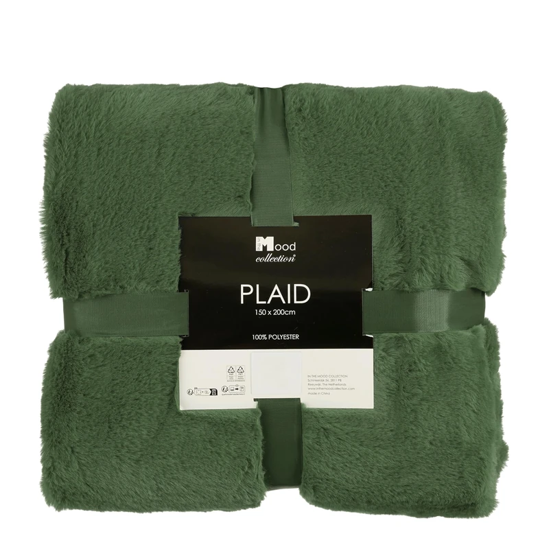 MICA Decorations Bronte Fleece Blanket, 200 x 150 cm, Dark Green - Image 1