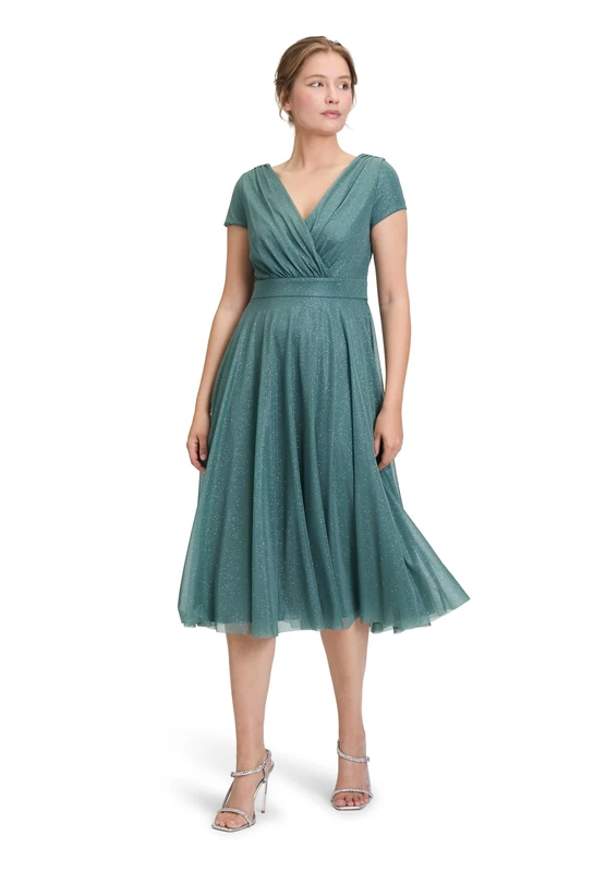 Vera Mont Women's Cocktail Dress, Green/Grey, 20 - Image 1