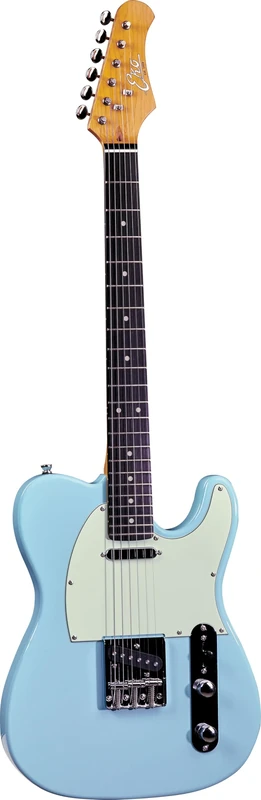 EKO GUITARS VT380 V-NOS Electric Guitar Series "Tribute V-NOS", Pawlonia Body, Maple Neck, Resin Fingerboard, Two Single-coil Pickups, Volume and Tone Controls 3-Way Daphne Blue