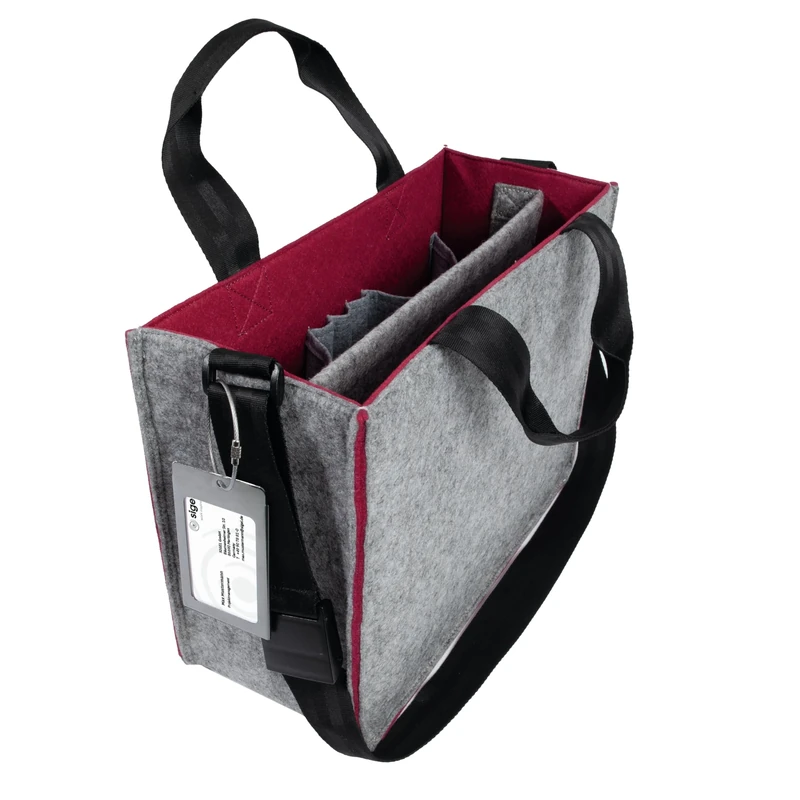Sigel BA426 Desk-Sharing Bag Bicolor M - synthetic felt - grey/dusty red - 36 x 28 x 15 cm - Image 1